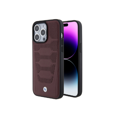 BMW Leather Seats Pattern Burgundy iPhone 15 Pro Max (Magsafe)