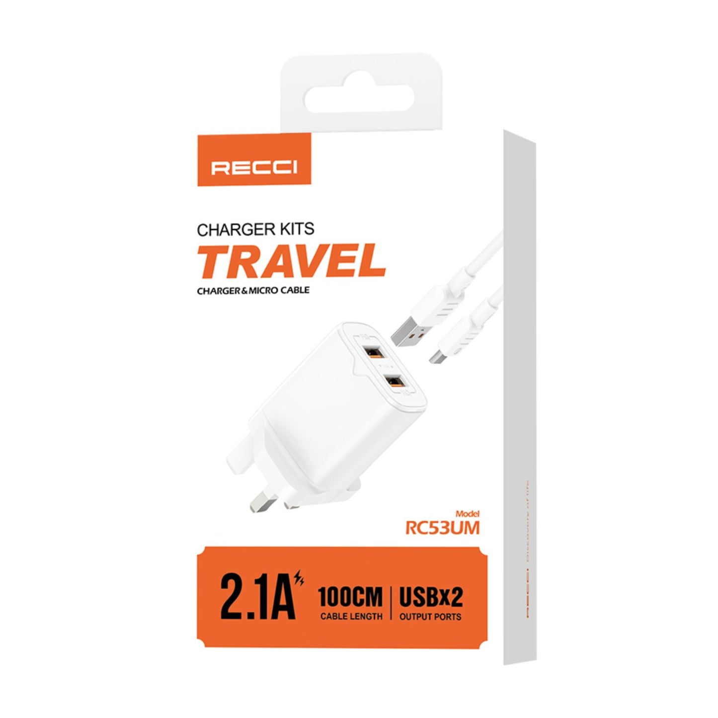 Recci Travel Charger And USB to Micro Cable